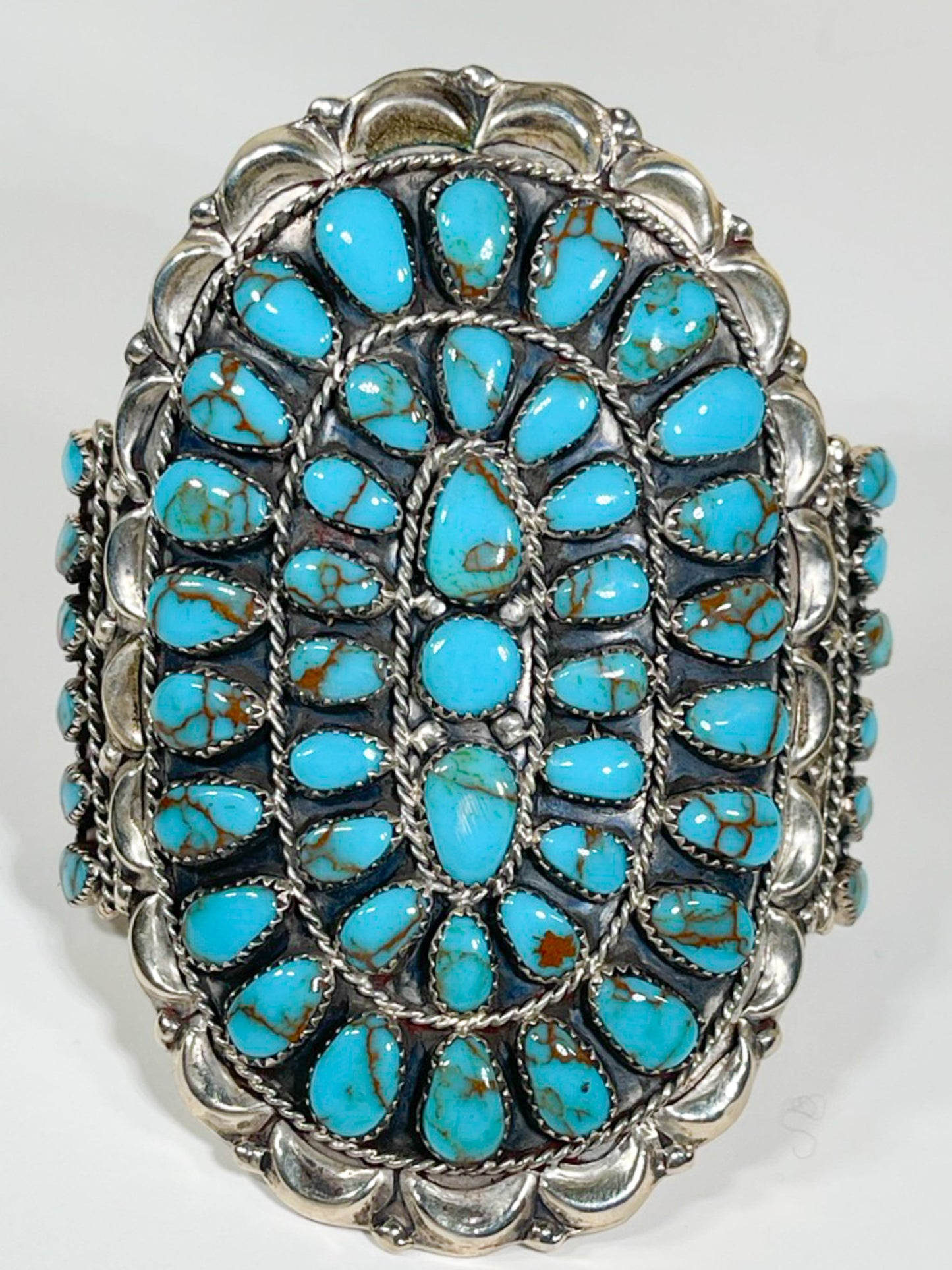 Canny Wauneka Sterling Silver Block Turquoise Cluster Cuff - Premium Bracelet from All The Best Vintage - Just $495! Shop now at All The Best Vintage