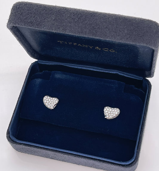 Tiffany & Co Vintage Elsa Peretti Full Heart Diamond Earrings - Premium Earrings from All The Best Vintage - Just $3600! Shop now at All The Best Vintage