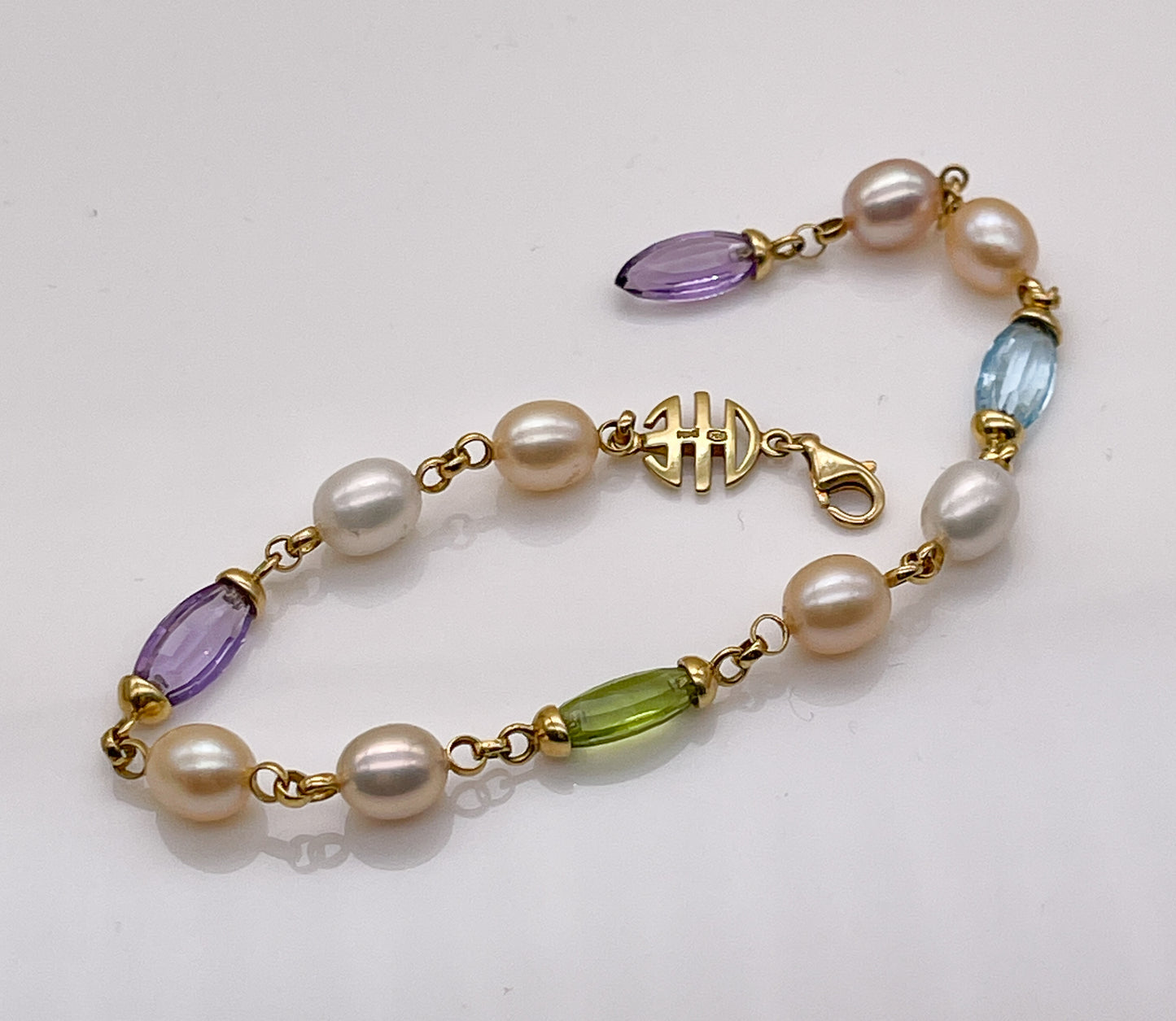 Mimi Milano 18K Pearl, Peridot, Topaz and Amethyst Bracelet - Premium Bracelet from All The Best Vintage - Just $1495! Shop now at All The Best Vintage