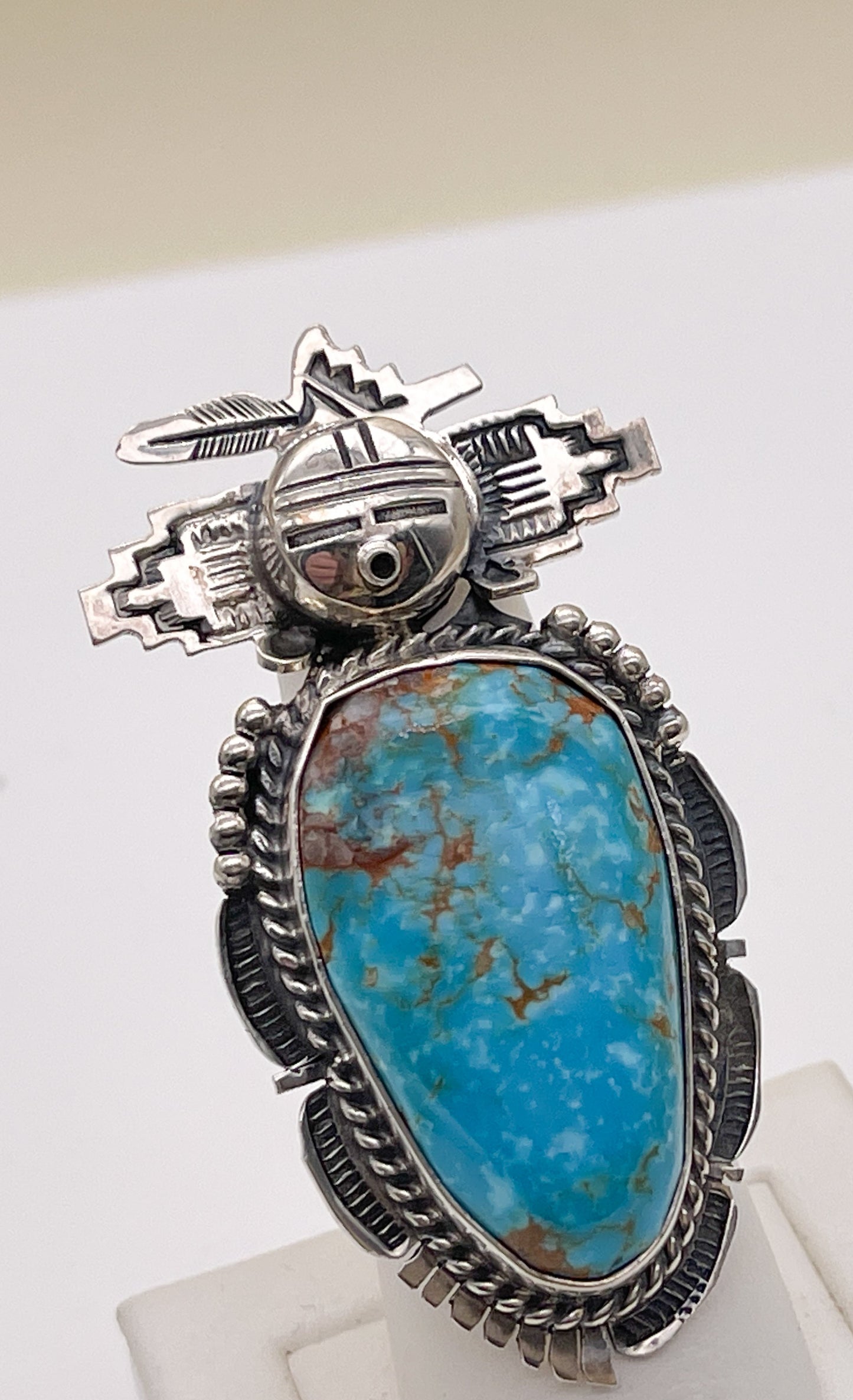 Navajo Bennie Ration Natural Turquoise Kachina Ring - Premium Ring from All The Best Vintage - Just $595! Shop now at All The Best Vintage