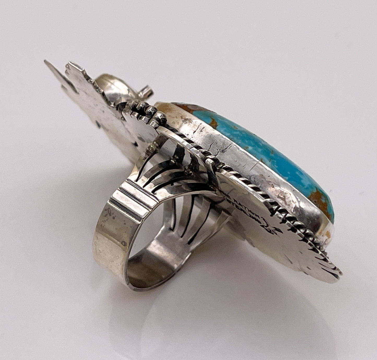 Navajo Bennie Ration Natural Turquoise Kachina Ring - Premium Ring from All The Best Vintage - Just $595! Shop now at All The Best Vintage