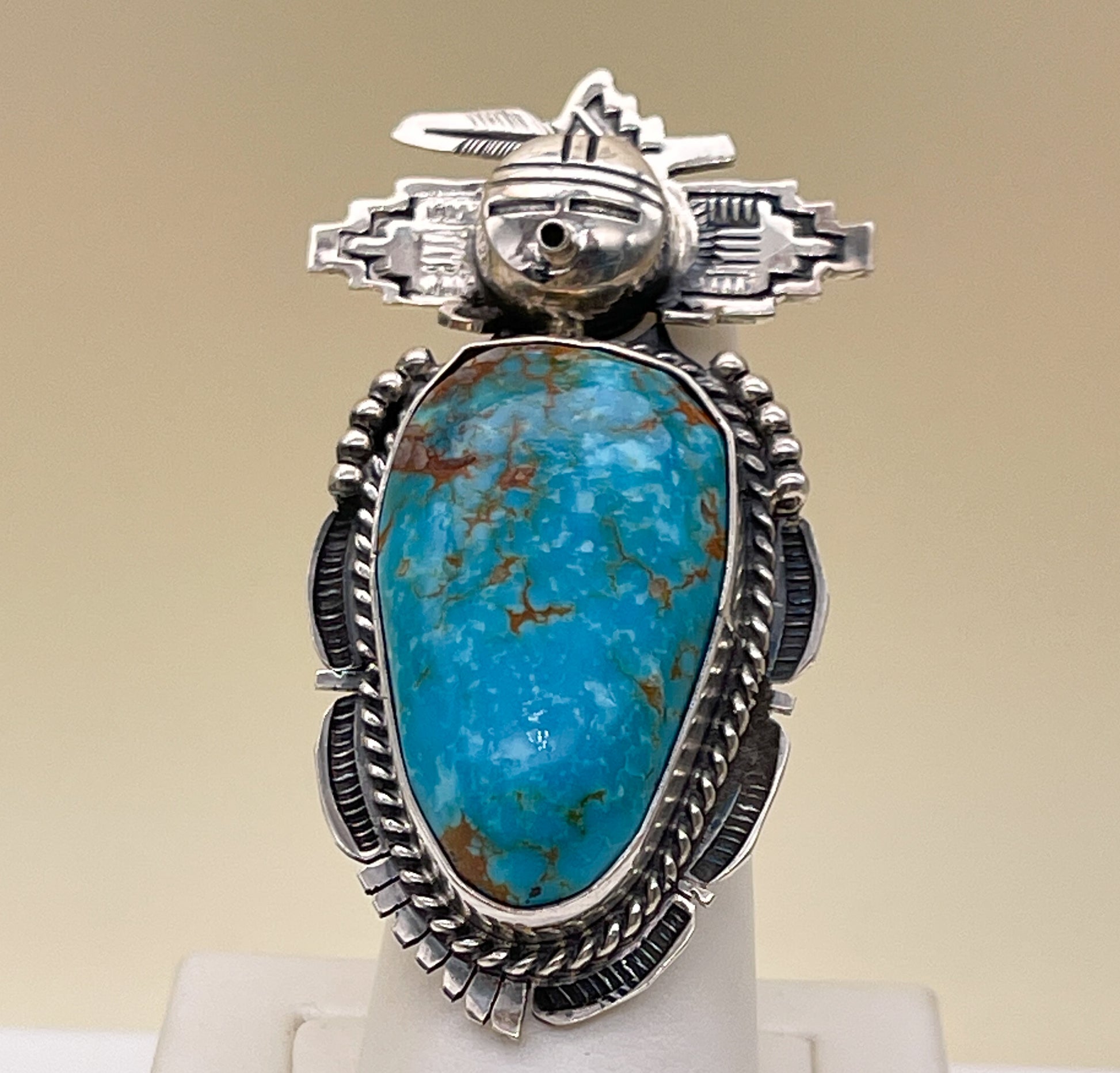 Navajo Bennie Ration Natural Turquoise Kachina Ring - Premium Ring from All The Best Vintage - Just $595! Shop now at All The Best Vintage