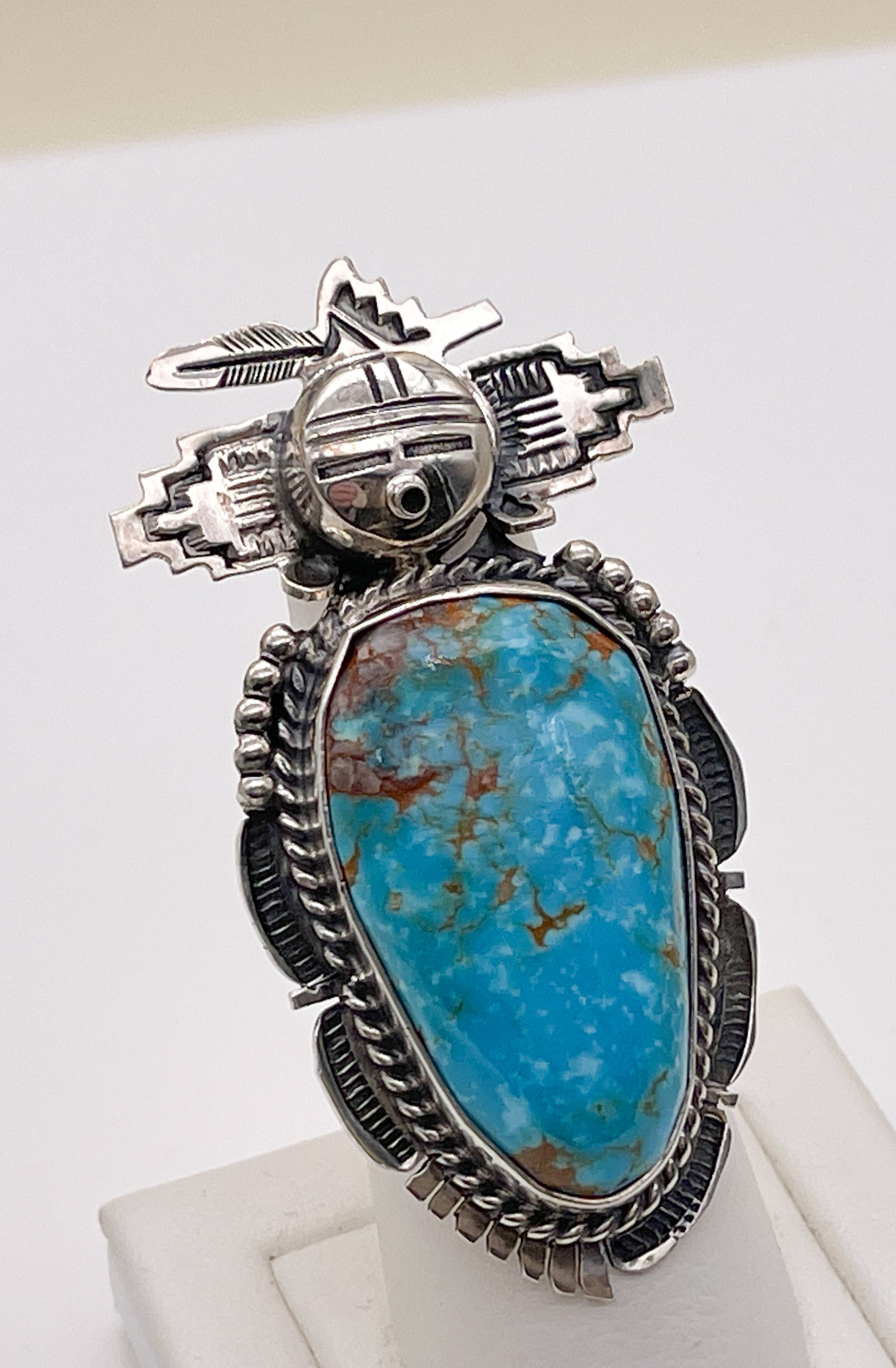 Navajo Bennie Ration Natural Turquoise Kachina Ring - Premium Ring from All The Best Vintage - Just $595! Shop now at All The Best Vintage