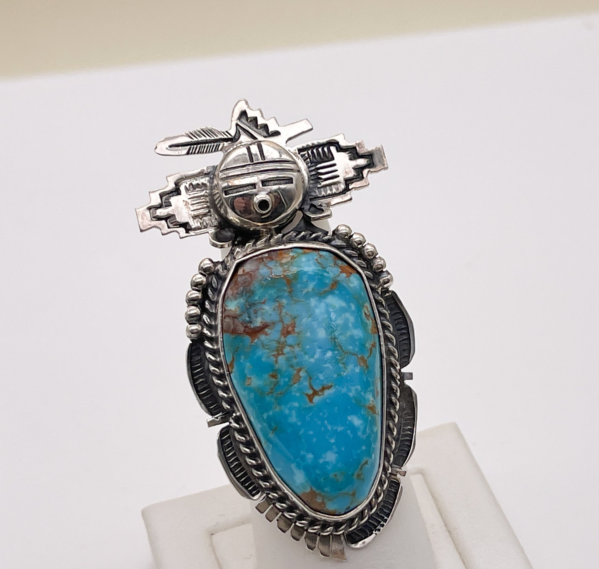 Navajo Bennie Ration Natural Turquoise Kachina Ring - Premium Ring from All The Best Vintage - Just $595! Shop now at All The Best Vintage