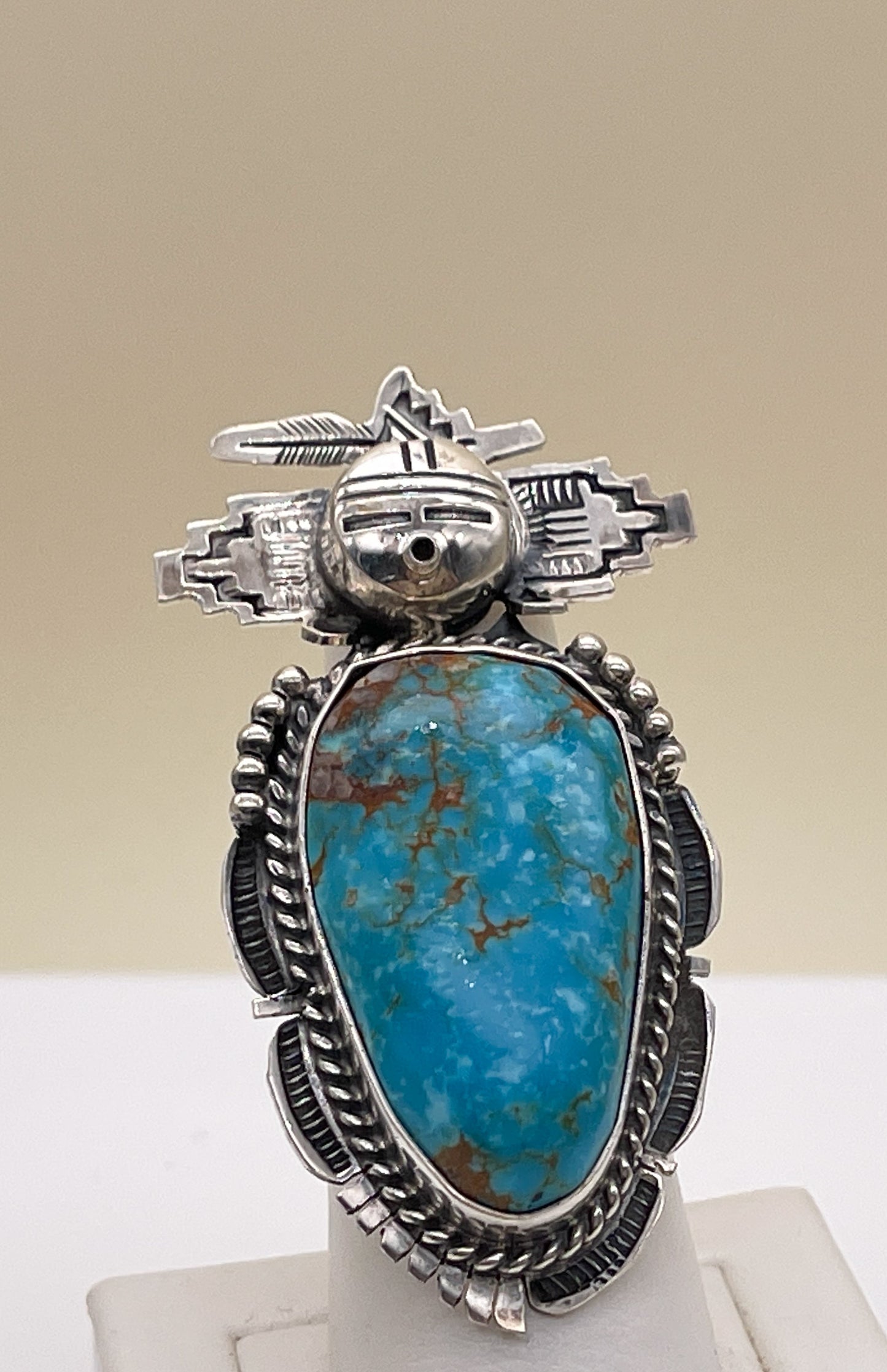 Navajo Bennie Ration Natural Turquoise Kachina Ring - Premium Ring from All The Best Vintage - Just $595! Shop now at All The Best Vintage