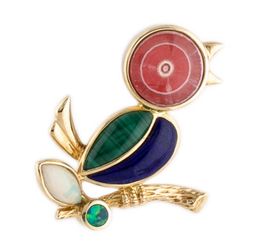 Charming 18K Multi-Stone Bird Brooch / Pin - Premium Brooch from All The Best Vintage - Just $1195! Shop now at All The Best Vintage