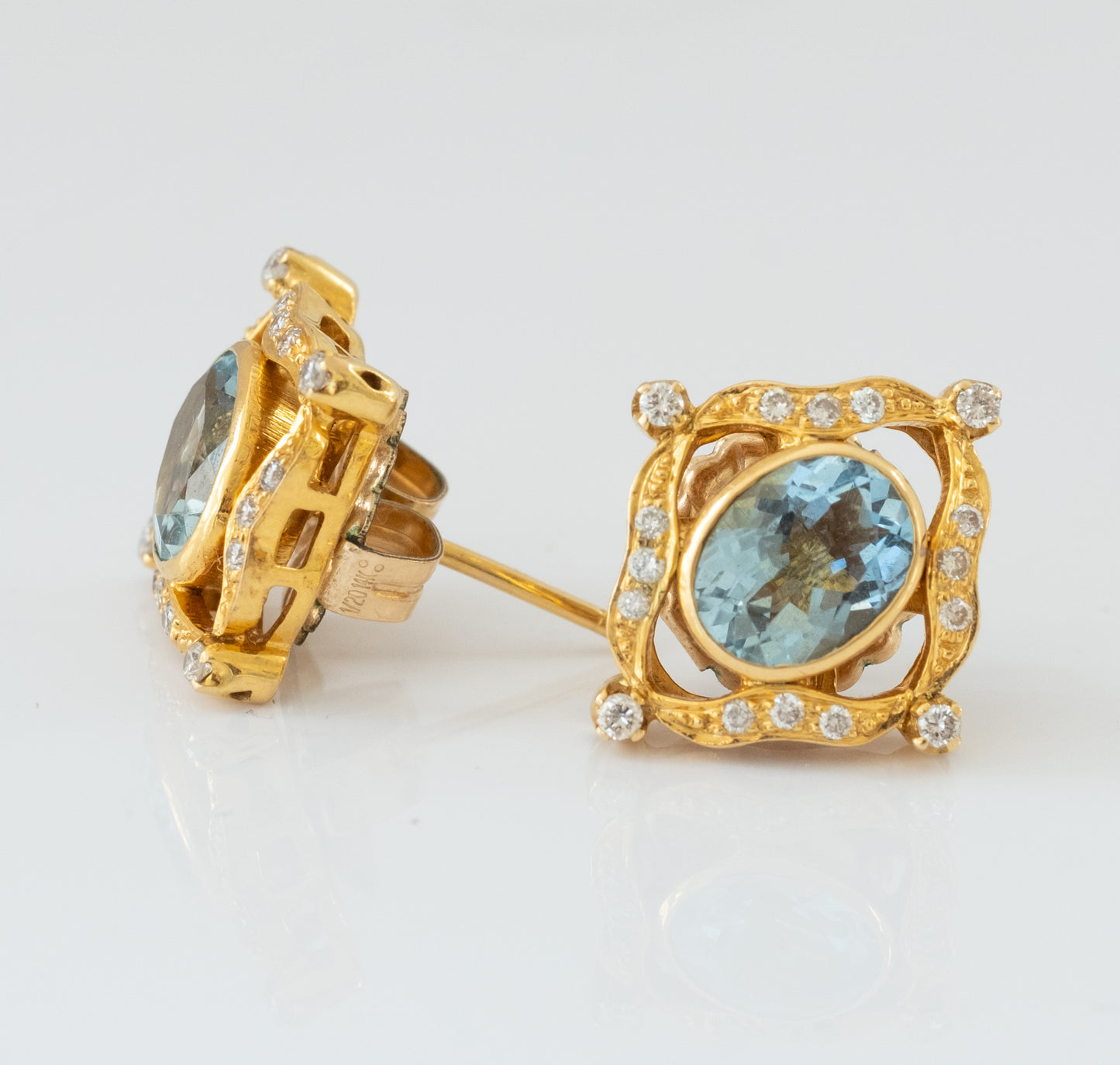 Aquamarine and Diamond 22K Gold Earrings - Premium Earrings from All The Best Vintage - Just $3800! Shop now at All The Best Vintage