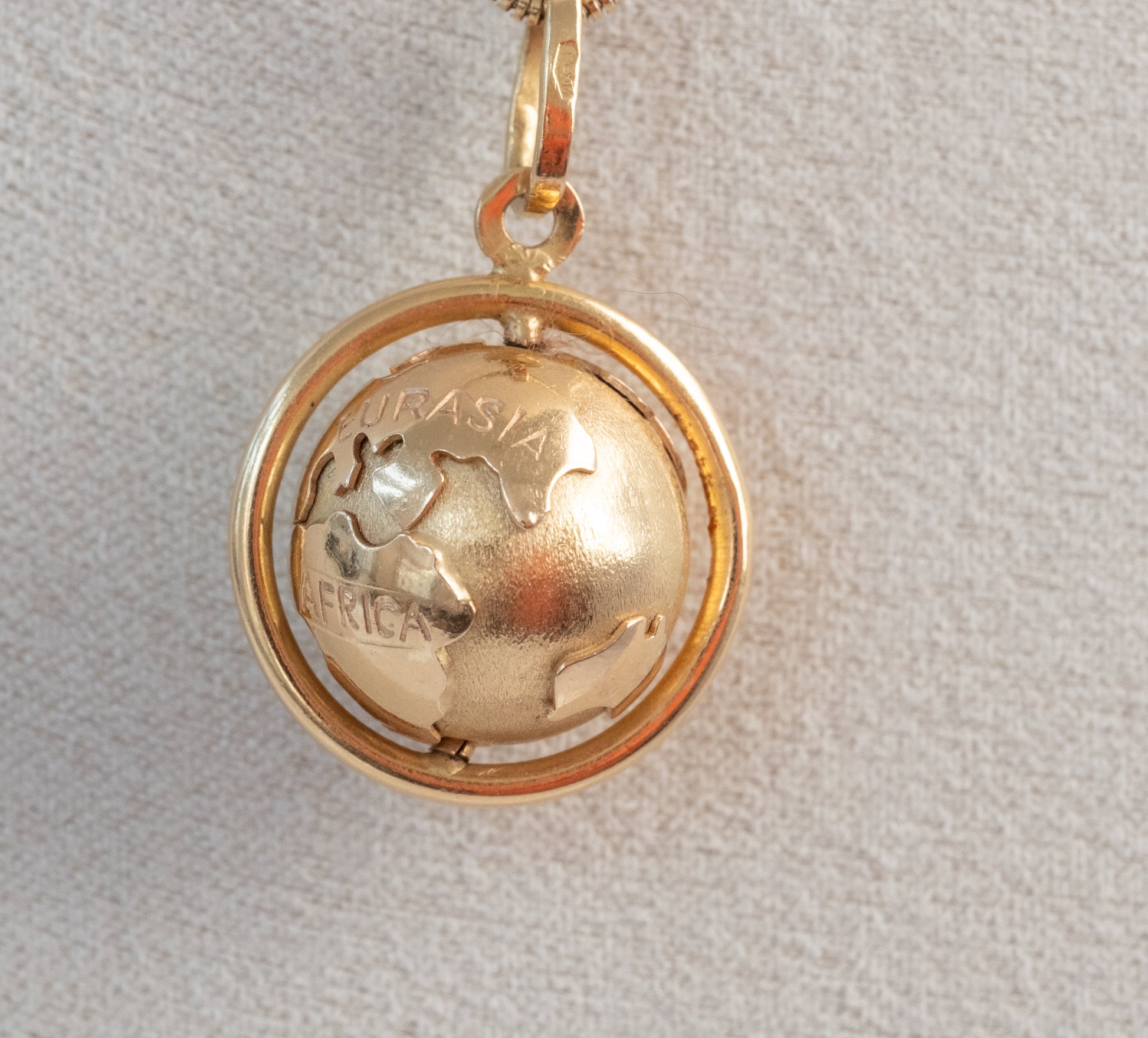 Vintage 18K Spinning Globe Pendant - 14K Snake Chain - Premium necklace from All The Best Vintage - Just $2995! Shop now at All The Best Vintage
