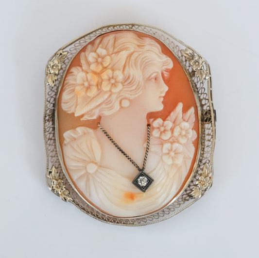 Lovely Vintage 14K Habille Cameo Brooch / Pendant - Premium Brooch from All The Best Vintage - Just $695! Shop now at All The Best Vintage