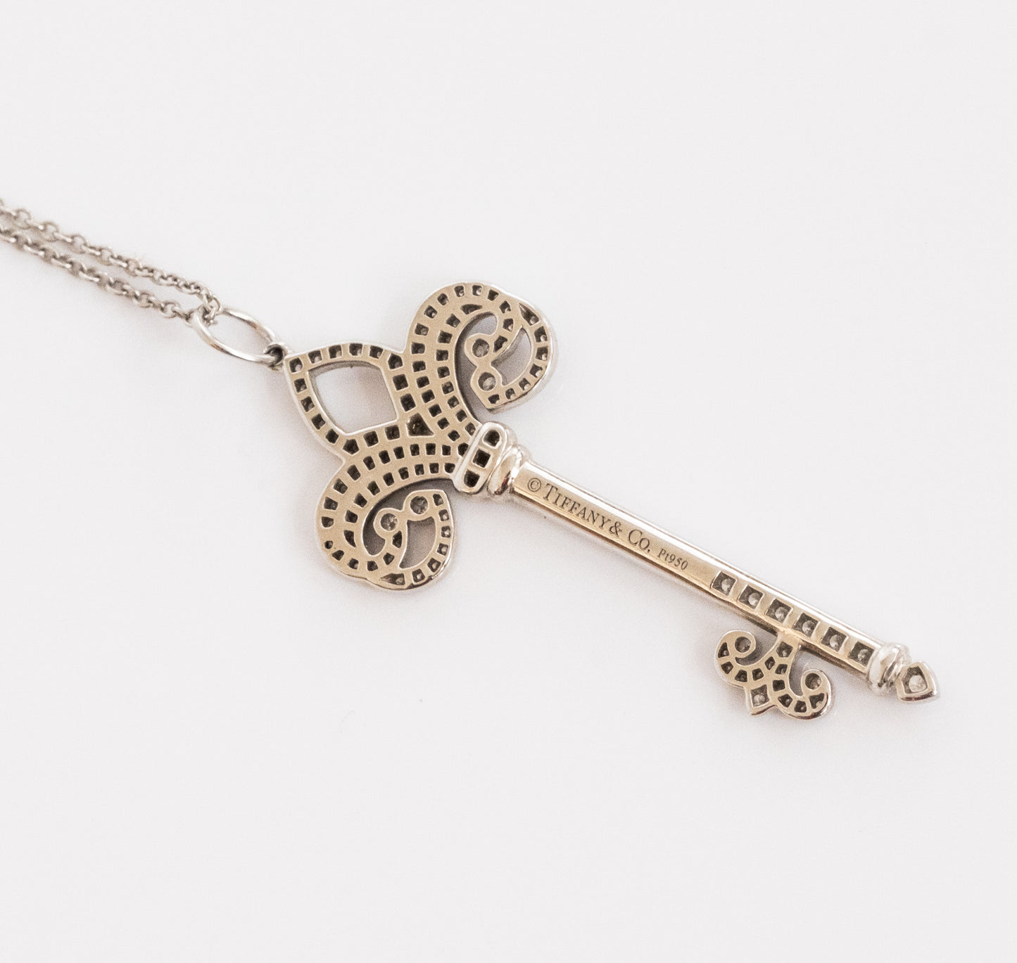 Tiffany & Co Platinum and Diamond Fleur de Lis Key and Chain. - Premium Pendant from All The Best Vintage - Just $5400! Shop now at All The Best Vintage