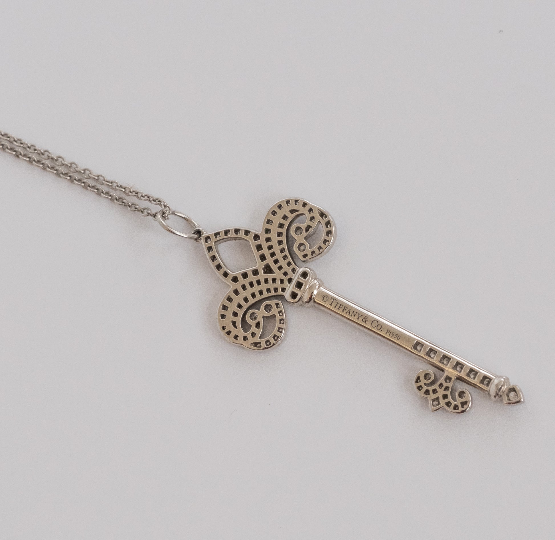 Tiffany & Co Platinum and Diamond Fleur de Lis Key and Chain. - Premium Pendant from All The Best Vintage - Just $5400! Shop now at All The Best Vintage