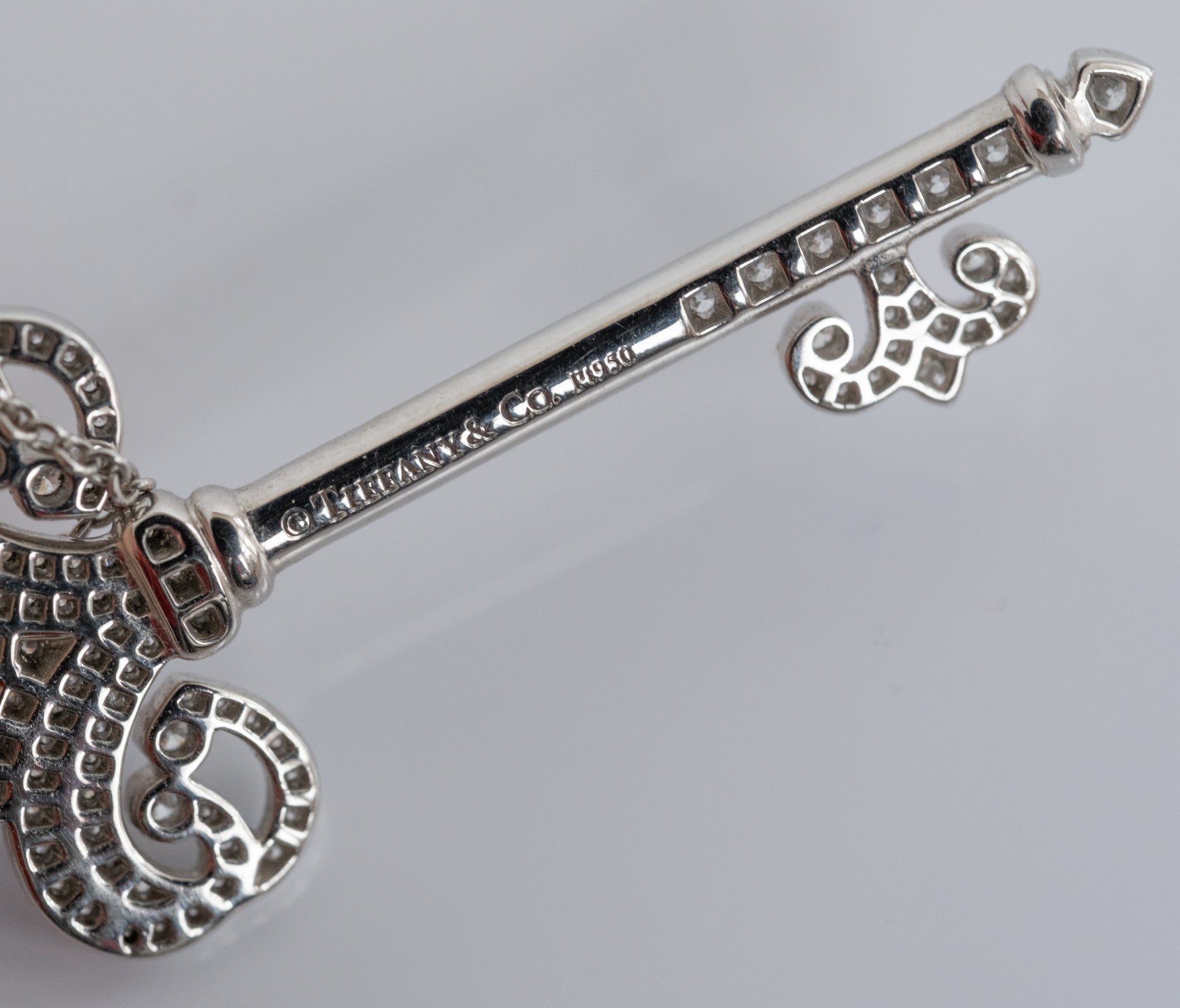 Tiffany & Co Platinum and Diamond Fleur de Lis Key and Chain. - Premium Pendant from All The Best Vintage - Just $5400! Shop now at All The Best Vintage