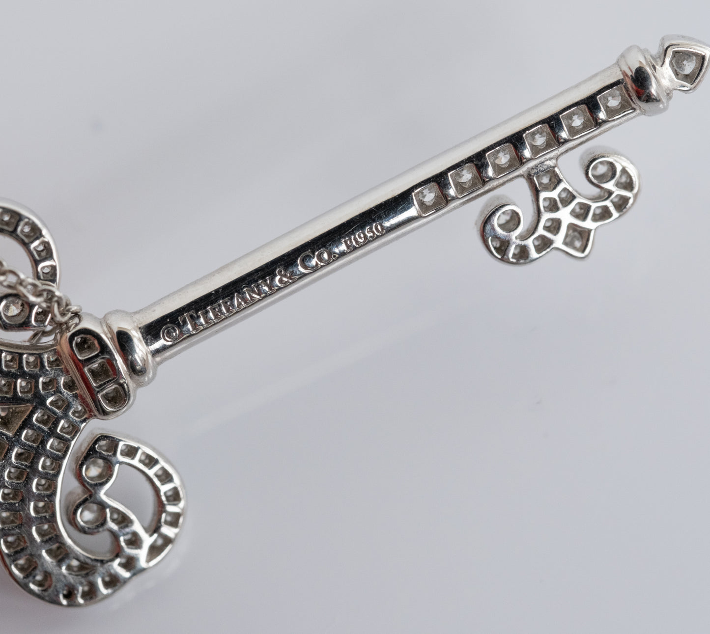 Tiffany & Co Platinum and Diamond Fleur de Lis Key and Chain. - Premium Pendant from All The Best Vintage - Just $5400! Shop now at All The Best Vintage