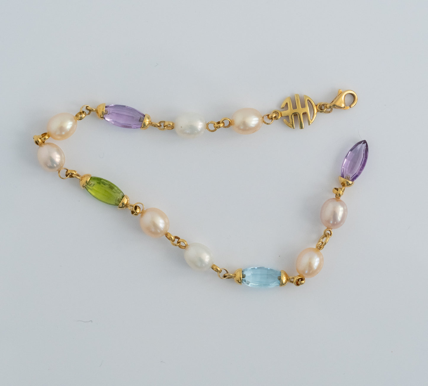 Mimi Milano 18K Pearl, Peridot, Topaz and Amethyst Bracelet - Premium Bracelet from All The Best Vintage - Just $1295! Shop now at All The Best Vintage