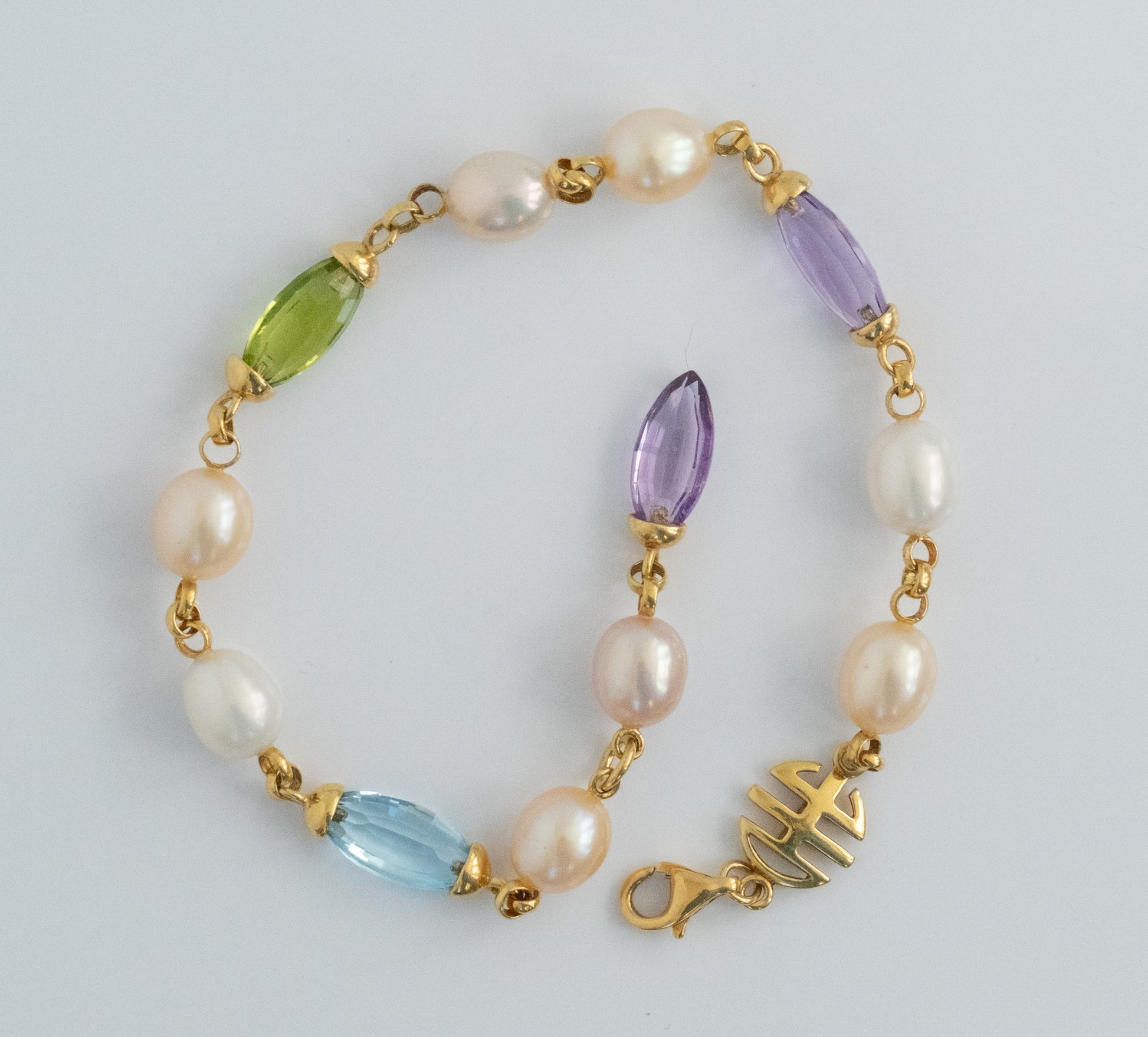 Mimi Milano 18K Pearl, Peridot, Topaz and Amethyst Bracelet - Premium Bracelet from All The Best Vintage - Just $1295! Shop now at All The Best Vintage