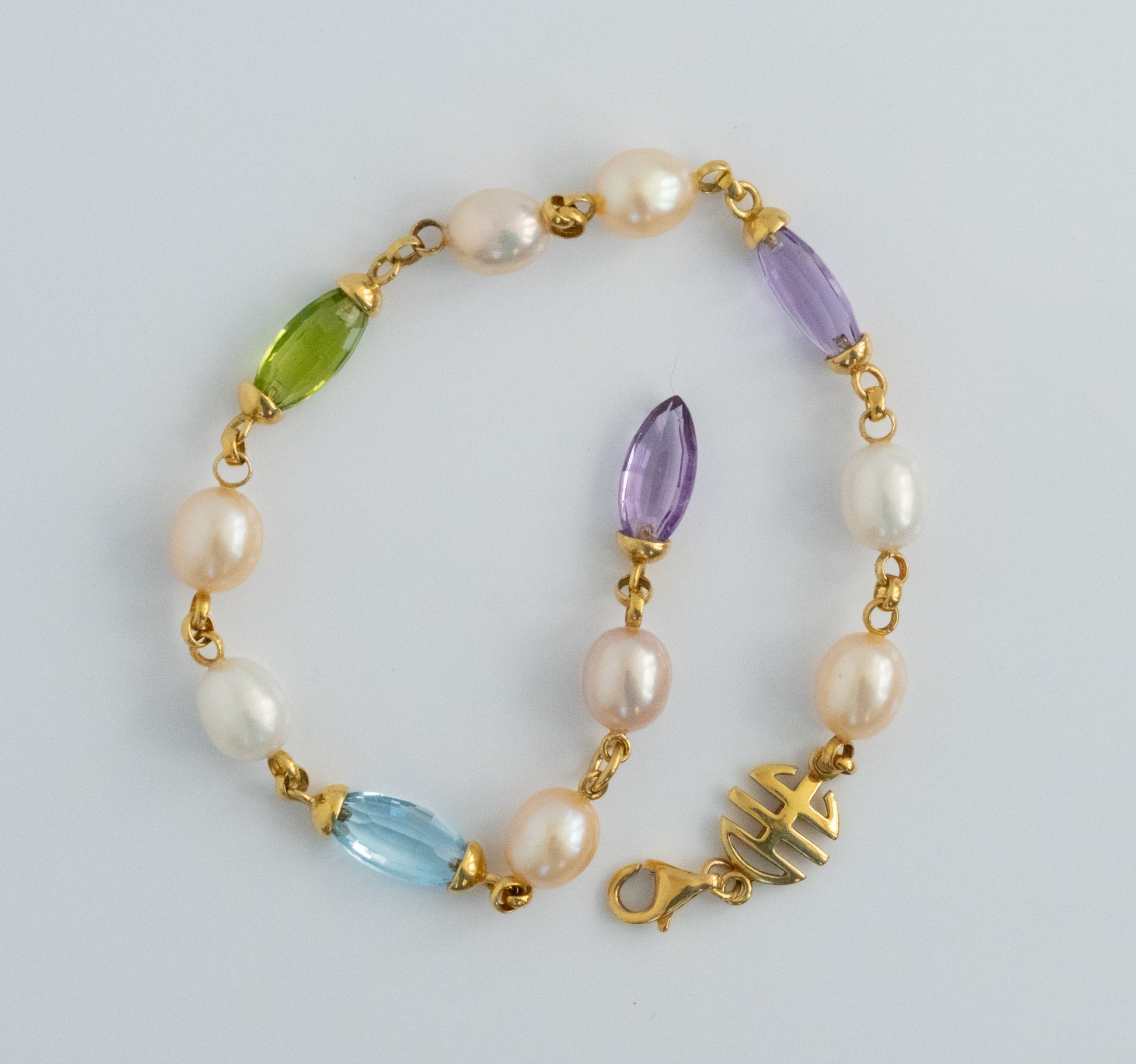 Mimi Milano 18K Pearl, Peridot, Topaz and Amethyst Bracelet - Premium Bracelet from All The Best Vintage - Just $1295! Shop now at All The Best Vintage