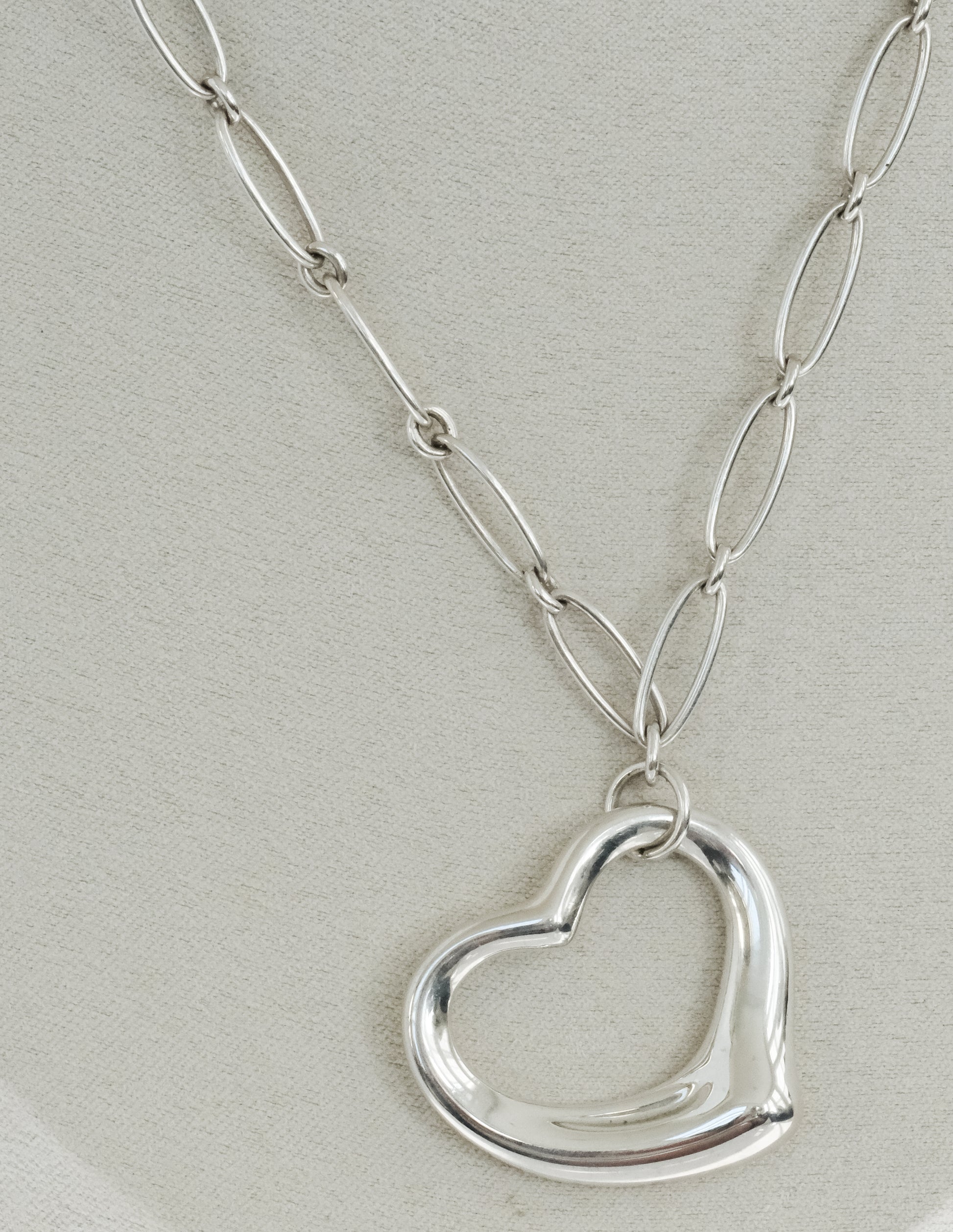 Vintage Tiffany & Co Elsa Peretti Sterling Open Heart on Chain - Premium Necklace from Elsa Peretti - Just $1195! Shop now at All The Best Vintage