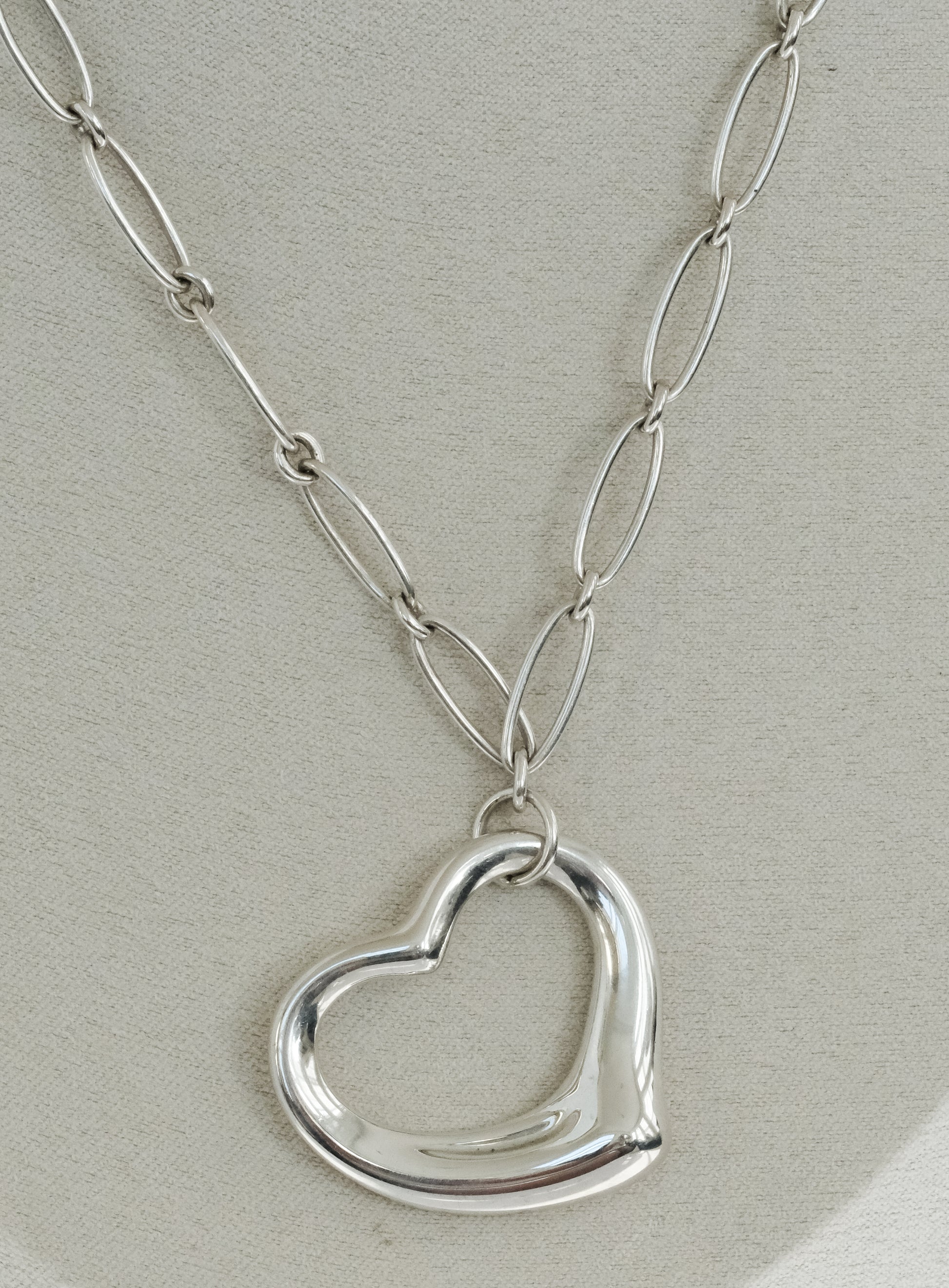 Vintage Tiffany & Co Elsa Peretti Sterling Open Heart on Chain - Premium Necklace from Elsa Peretti - Just $1195! Shop now at All The Best Vintage