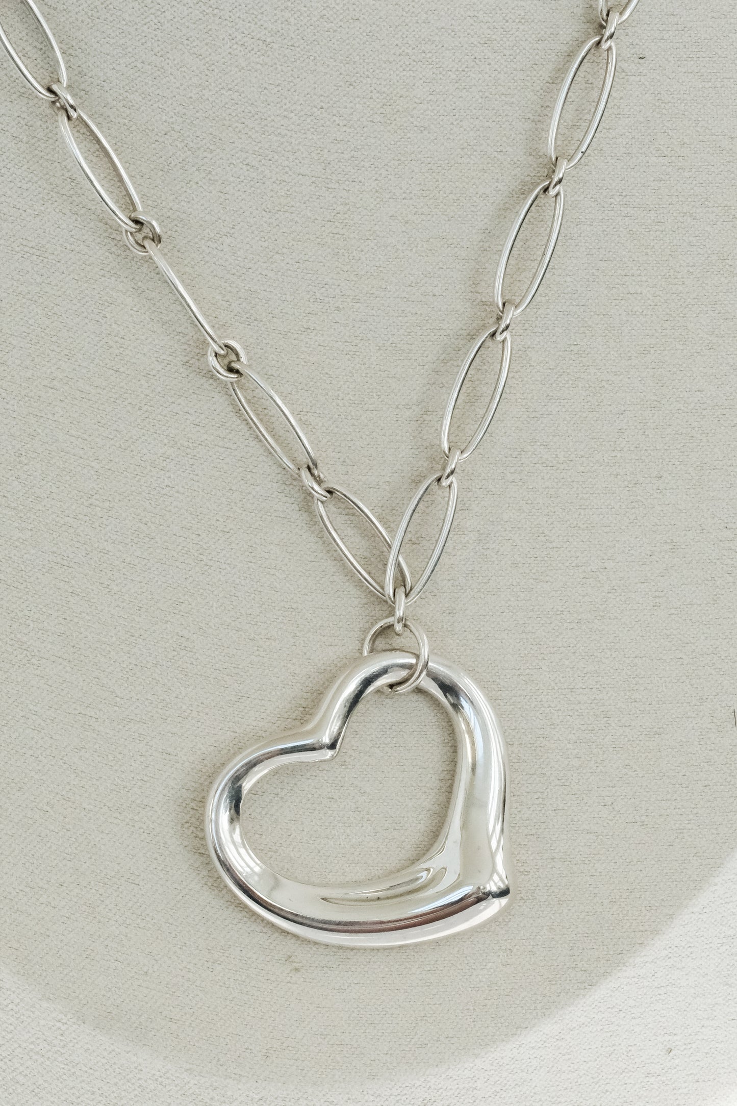 Vintage Tiffany & Co Elsa Peretti Sterling Open Heart on Chain - Premium Necklace from Elsa Peretti - Just $1195! Shop now at All The Best Vintage