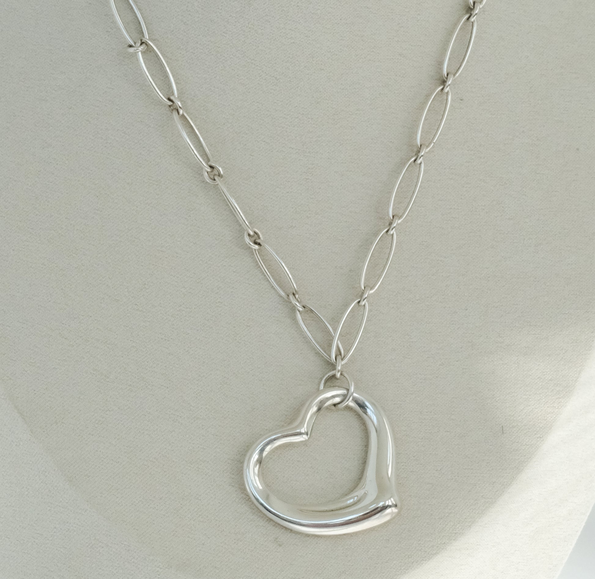 Vintage Tiffany & Co Elsa Peretti Sterling Open Heart on Chain - Premium Necklace from Elsa Peretti - Just $1195! Shop now at All The Best Vintage