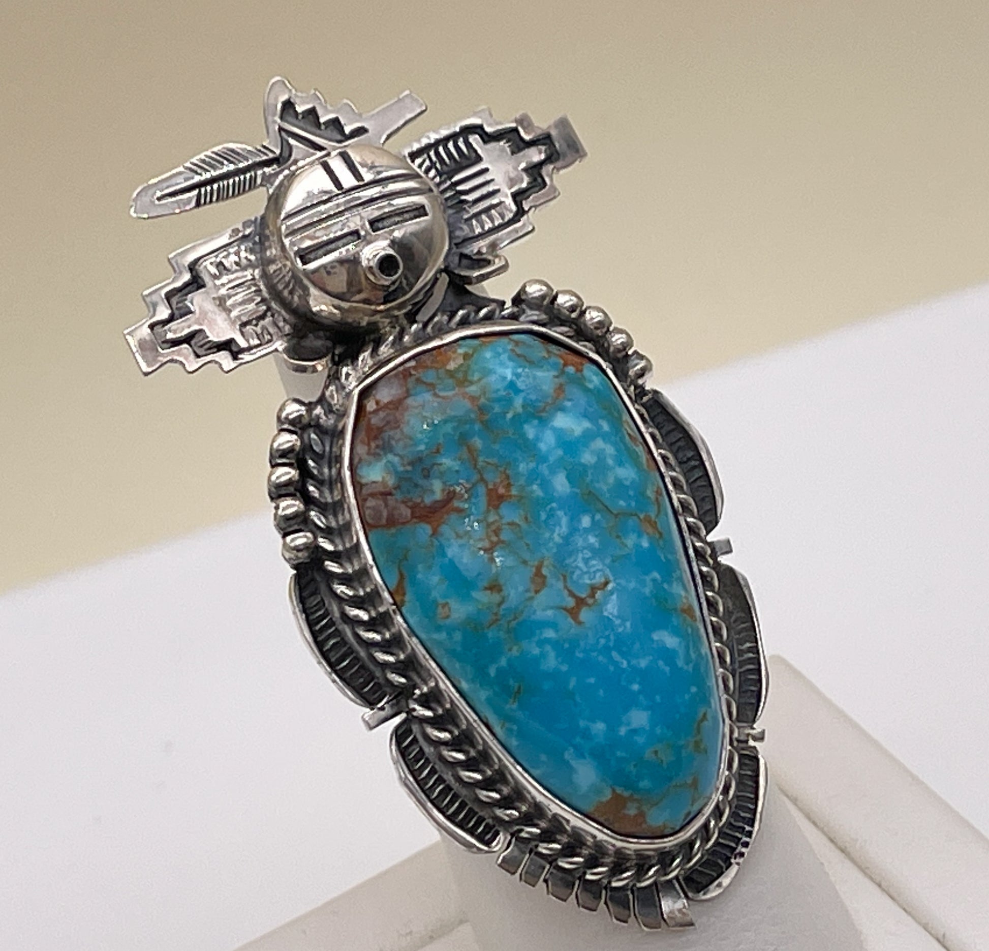 Navajo Bennie Ration Natural Turquoise Kachina Ring - Premium Ring from All The Best Vintage - Just $595! Shop now at All The Best Vintage