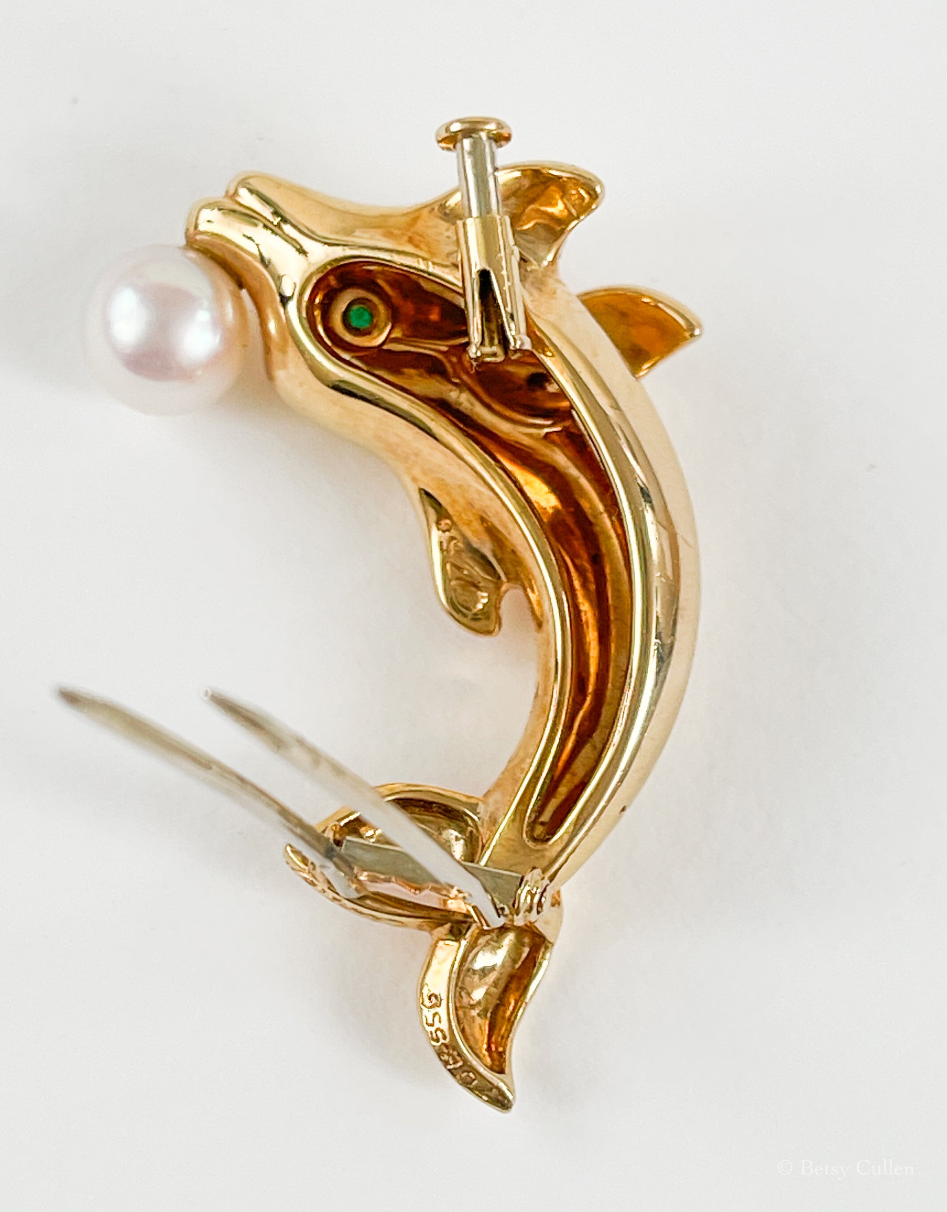 Cartier Vintage 18K Gold Dolphin and Pearl Brooch - Premium Brooch from All The Best Vintage - Just $4800! Shop now at All The Best Vintage