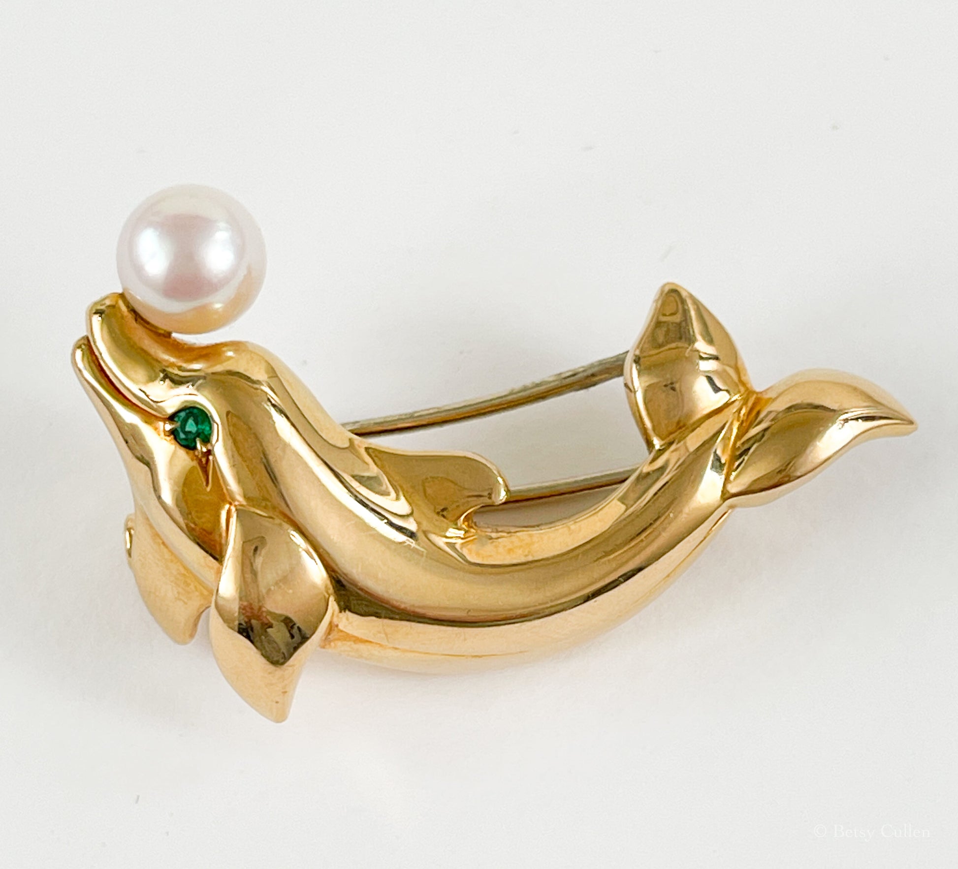 Cartier Vintage 18K Gold Dolphin and Pearl Brooch - Premium Brooch from All The Best Vintage - Just $4800! Shop now at All The Best Vintage