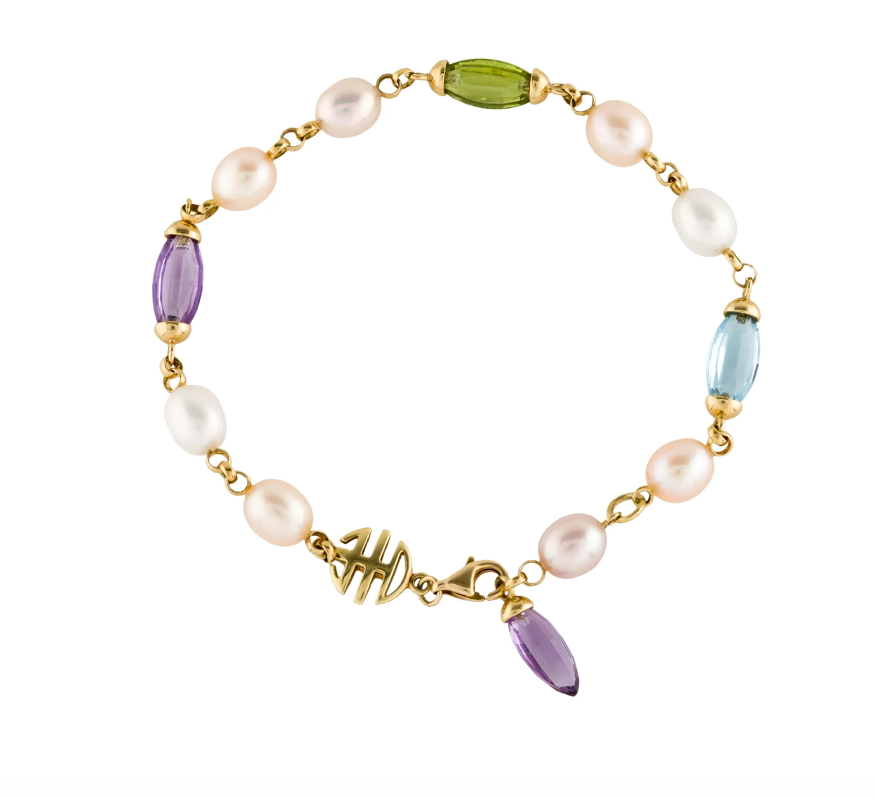 Mimi Milano 18K Pearl, Peridot, Topaz and Amethyst Bracelet - Premium Bracelet from All The Best Vintage - Just $1495! Shop now at All The Best Vintage