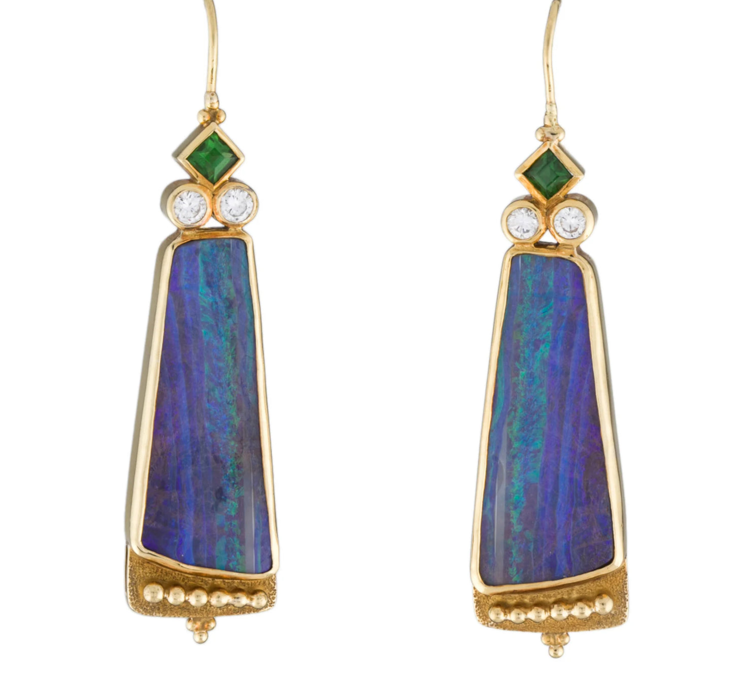 Paul Chevoshay 18K Gold Opal, Diamond and Garnet  Earrings - Premium Earrings from Paula Crevoshay - Just $7995! Shop now at All The Best Vintage