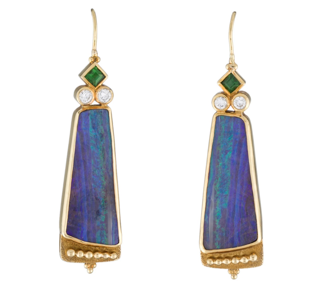 Paul Chevoshay 18K Gold Opal, Diamond and Garnet  Earrings - Premium Earrings from Paula Crevoshay - Just $7995! Shop now at All The Best Vintage