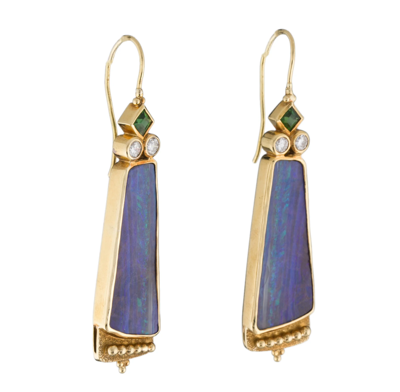 Paul Chevoshay 18K Gold Opal, Diamond and Garnet  Earrings - Premium Earrings from Paula Crevoshay - Just $7995! Shop now at All The Best Vintage