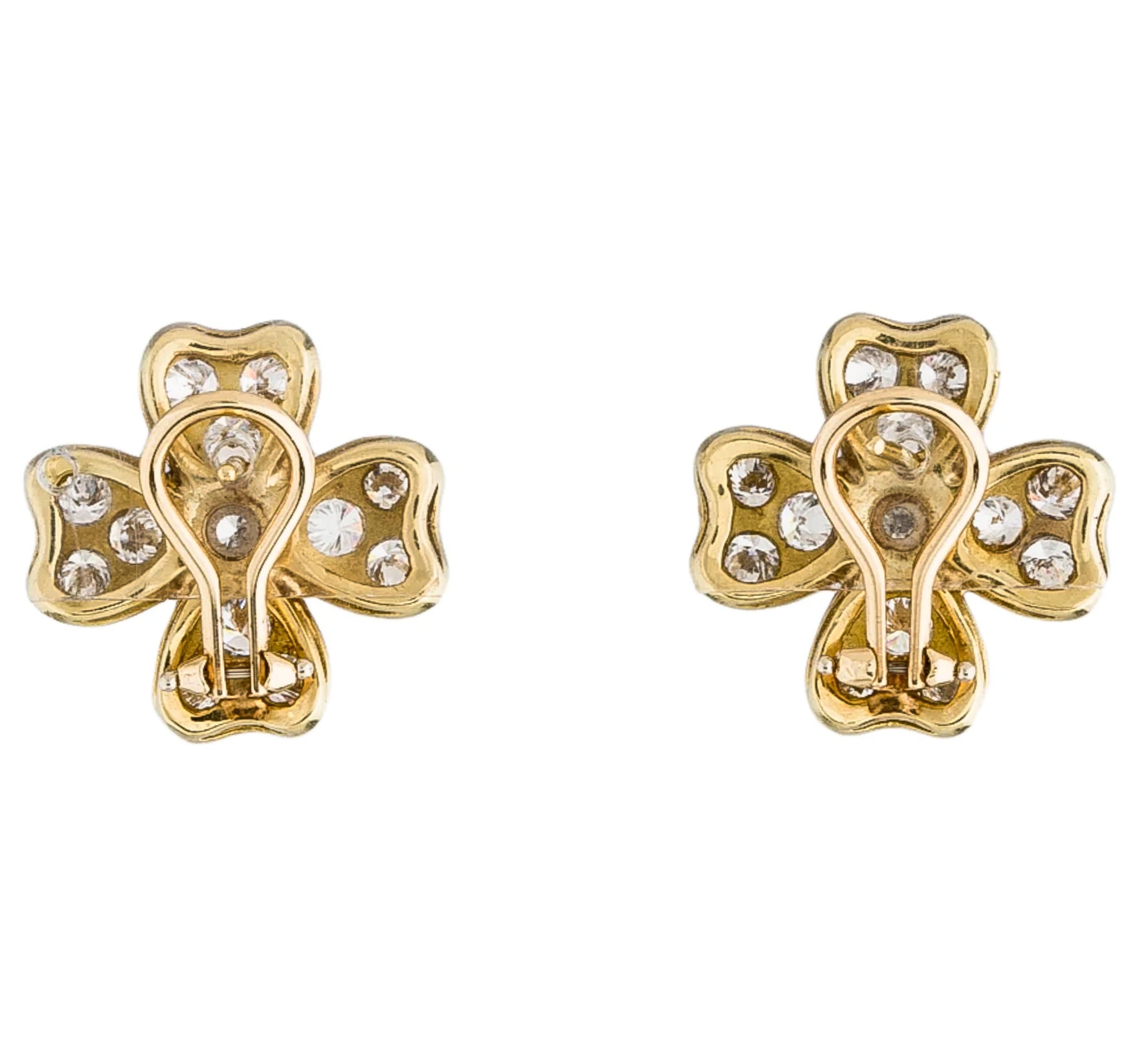 Gorgeous 18K Yellow Gold Diamond Flower Earrings - Premium Earrings from All The Best Vintage - Just $5800! Shop now at All The Best Vintage