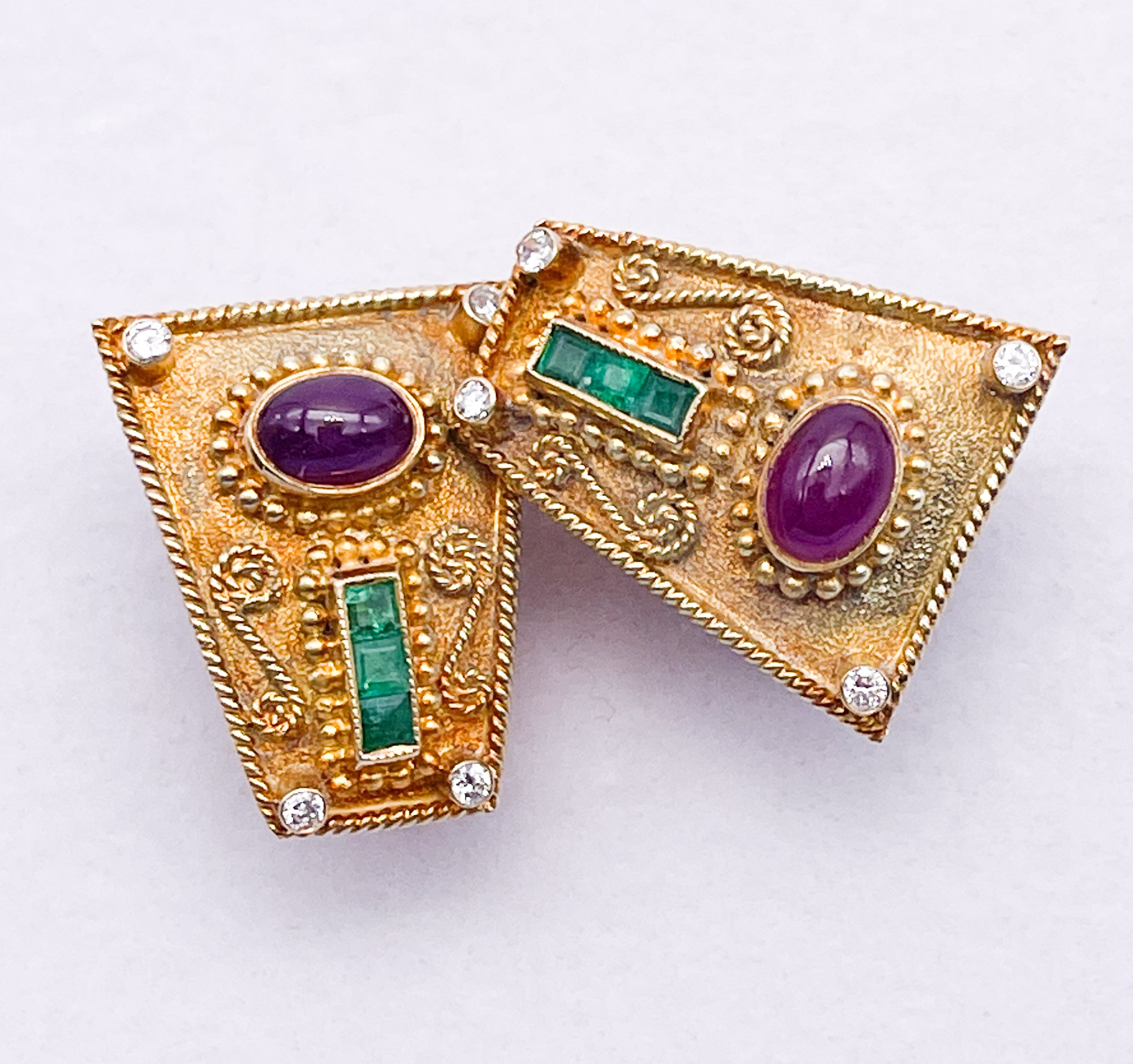 Cushion Cut Emerald and Fancy Diamond Earring Tops - VJ4180 at best price  in Jaipur