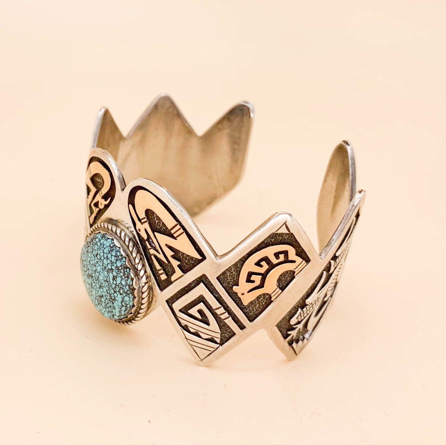 Vintage Leal Damon Sterling 14K and Turquoise Cuff - Superb - Premium  from All The Best Vintage - Just $895! Shop now at All The Best Vintage